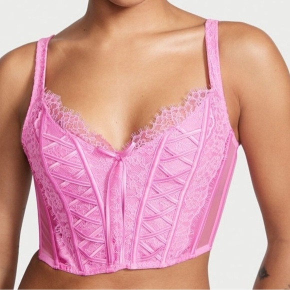 Victoria’s Secret Pink Lace-Up Corset Top - Picture 1 of 2